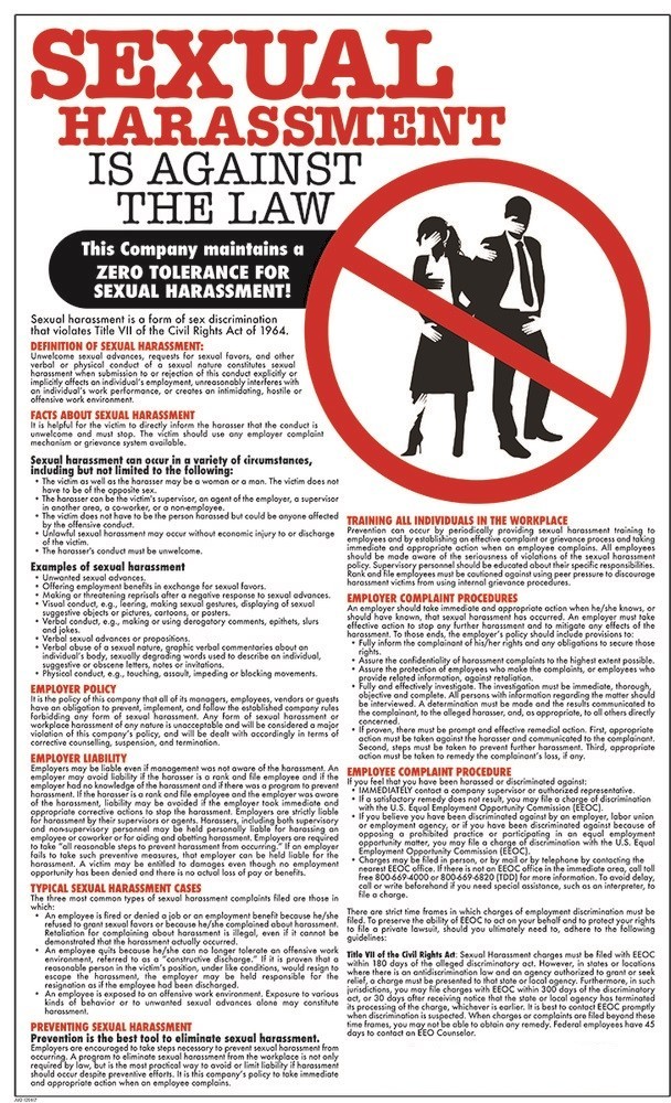 sexual harassment in the workplace poster