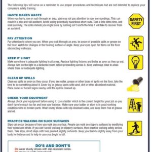 Slips trips and falls workplace safety poster