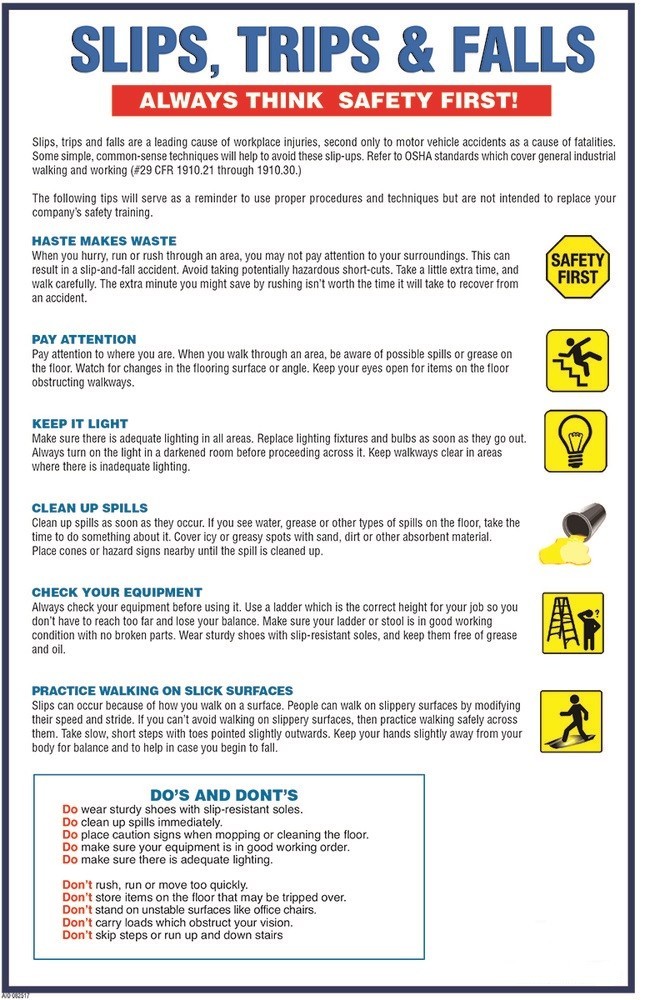 Slips Trips Falls Safety Poster - First American Safety