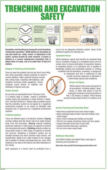 trenching and excavation safety poster