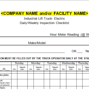 Forklift Inspection Checklist- Electric