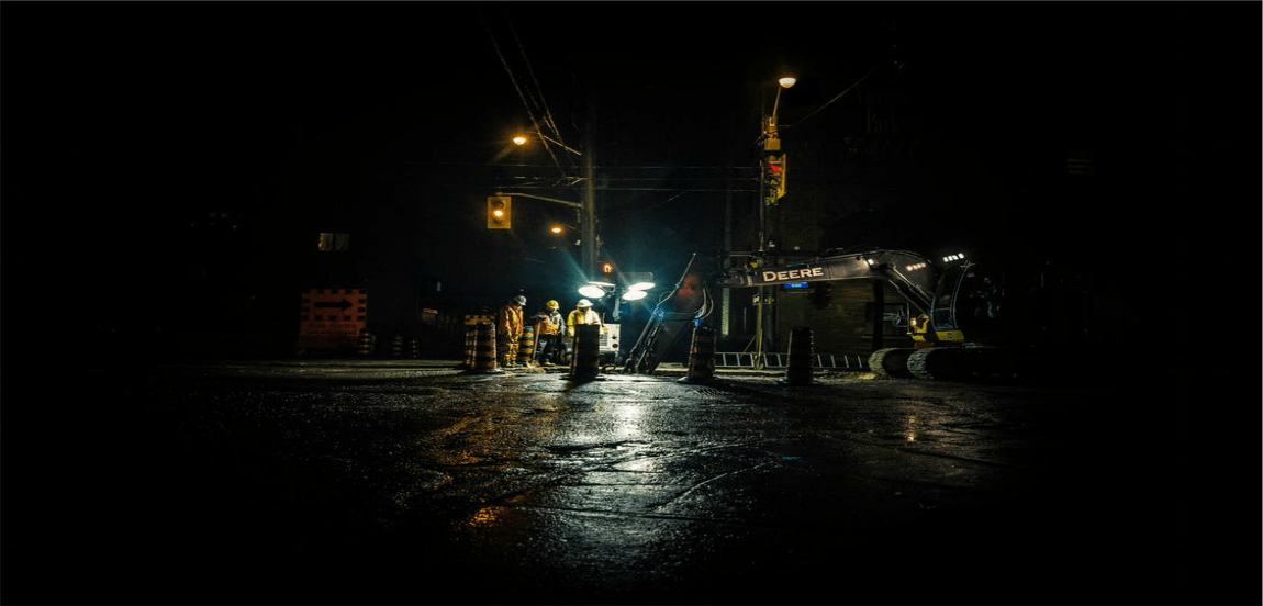 night construction site