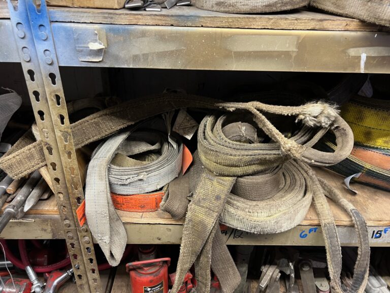 Rigging training would help workers identify these damaged lifting slings.