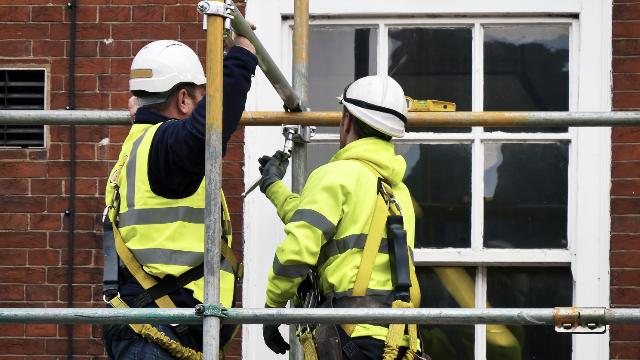 Scaffolding tower at a construction site for scaffold safety training